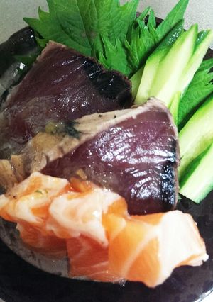 サーモンとカツオのたたき◆まぜてマジック-レシピのメイン写真
