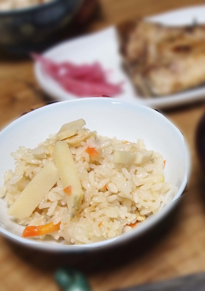 ごはんもの：竹の子と鶏肉の炊き込みご飯-レシピのメイン写真