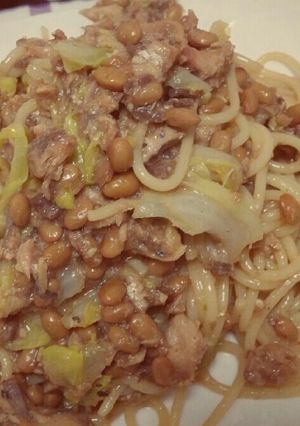 鯖とキャベツのネバネバ和風パスタ-レシピのメイン写真