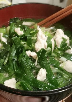 ニラねぎ鶏の温そば(備忘録)-レシピのメイン写真
