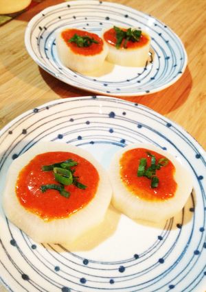 ズボラ主婦の、辛味噌マヨ味ふろふき大根-レシピのメイン写真