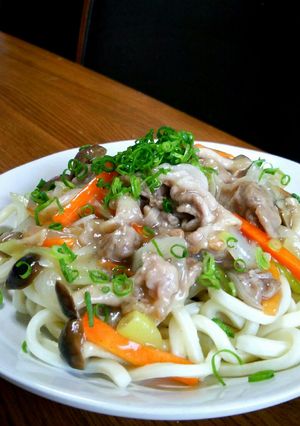 豚こま肉で☆あんかけうどん♪-レシピのメイン写真