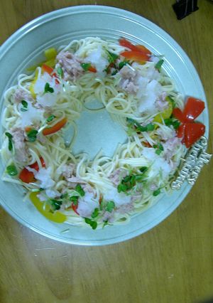 超簡単！スパゲティでクリスマスリース風-レシピのメイン写真