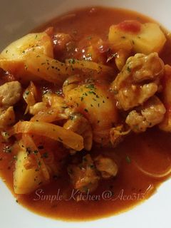 鶏もも肉とじゃが芋のトマト煮込み-レシピのメイン写真
