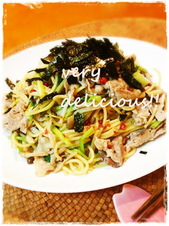 白だしバター♬豚肉と根三つ葉の簡単パスタ-レシピのメイン写真