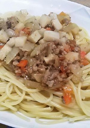 茹で時間で出来る!!筍の肉味噌パスタ♪-レシピのメイン写真