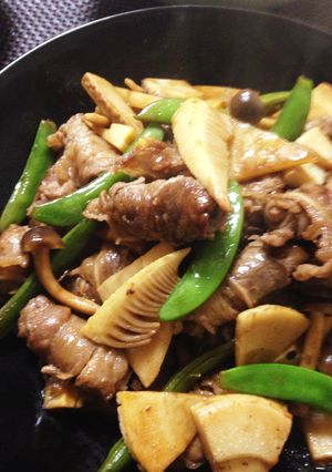 ボリューム満点♪筍と薄切り牛肉の洋風炒め-レシピのメイン写真