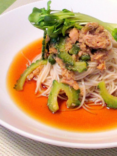 冷やし蕎麦★ゴーヤとツナの甘味噌炒めのせ-レシピのメイン写真