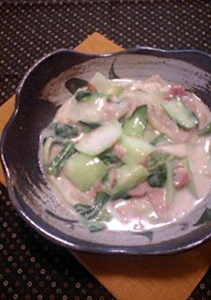 ターサイ(又は青梗菜）中華ミルク炒め-レシピのメイン写真