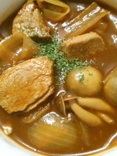 豚肉と 玉ねぎ きのこの デミグラス煮♪-レシピのメイン写真