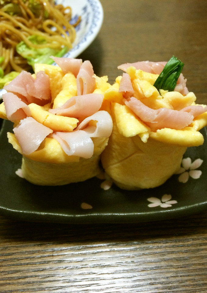 かわいいおかず：卵とハムでお花畑-レシピのメイン写真