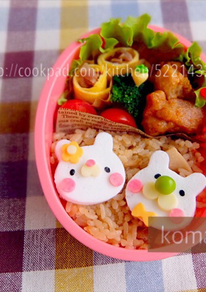 幼稚園 お弁当♡うさぎ夫婦-レシピのメイン写真