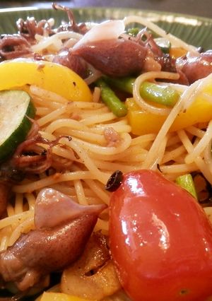 ホタルイカと彩り野菜のペペロンチーノ-レシピのメイン写真