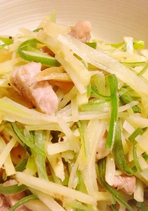 新じゃが・豚肉・長ねぎのザーサイ炒め-レシピのメイン写真