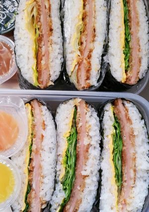 男子ウケ抜群！ハムカツおにぎらず-レシピのメイン写真