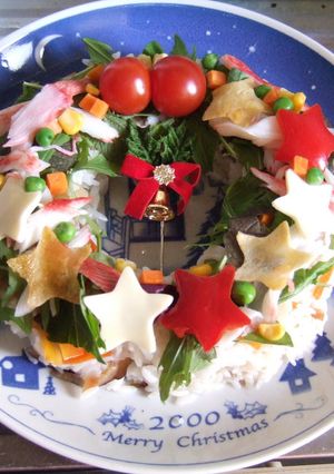 クリスマスリース寿司サラダ-レシピのメイン写真