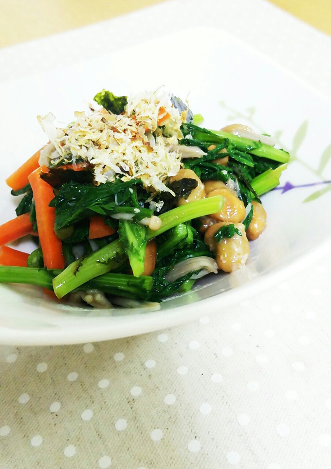 春菊と納豆の簡単レンジ蒸し和え物-レシピのメイン写真
