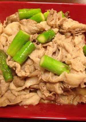 簡単！豚肉とアスパラのバタポン炒め-レシピのメイン写真