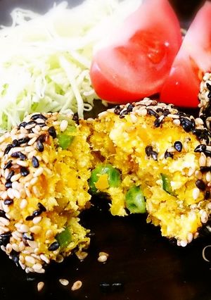 無塩料理☆南瓜のお豆腐コロッケ♪胡麻衣-レシピのメイン写真