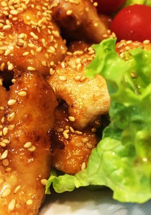 沈殿はちみつで♪ふわふわ胸肉ごま照チキン-レシピのメイン写真