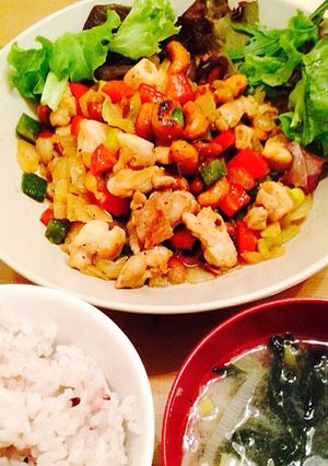 簡単中華★カシューナッツと鶏肉炒め定食-レシピのメイン写真