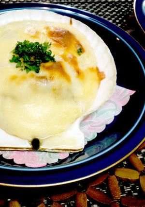 丸ごと【ホタテ貝のコキールグラタン】-レシピのメイン写真