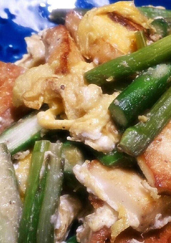 簡単一品！厚揚げアスパラ玉子のバター炒め-レシピのメイン写真