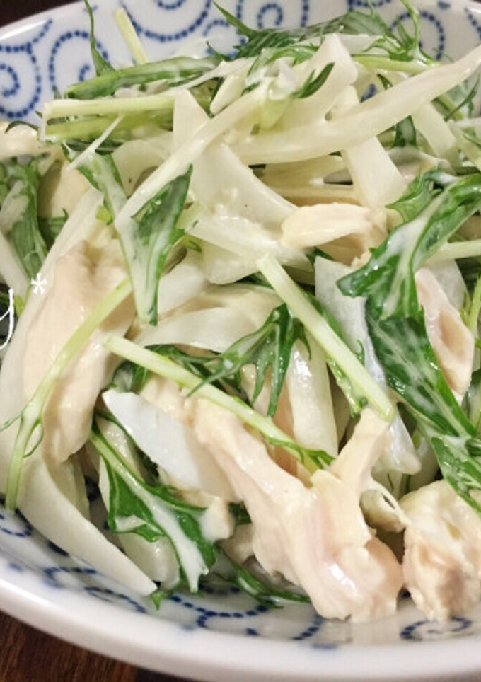 簡単！新玉ねぎとささ身のマヨわさ和え-レシピのメイン写真