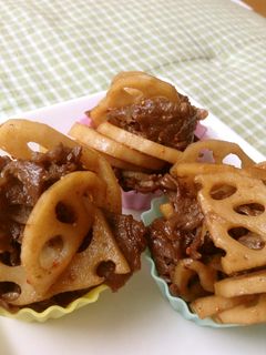 お弁当に!牛肉とレンコンの甘辛炒め♪-レシピのメイン写真