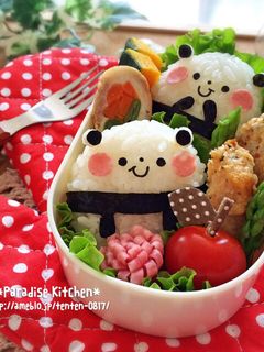 キャラ弁*簡単♪ツインズパンダちゃん弁当-レシピのメイン写真