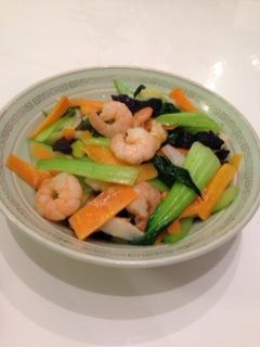ちんげん菜とタケノコ、エビの中華風炒め-レシピのメイン写真