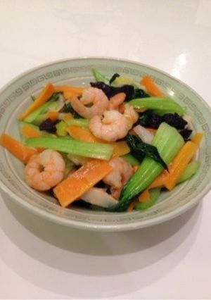 ちんげん菜とタケノコ、エビの中華風炒め-レシピのメイン写真