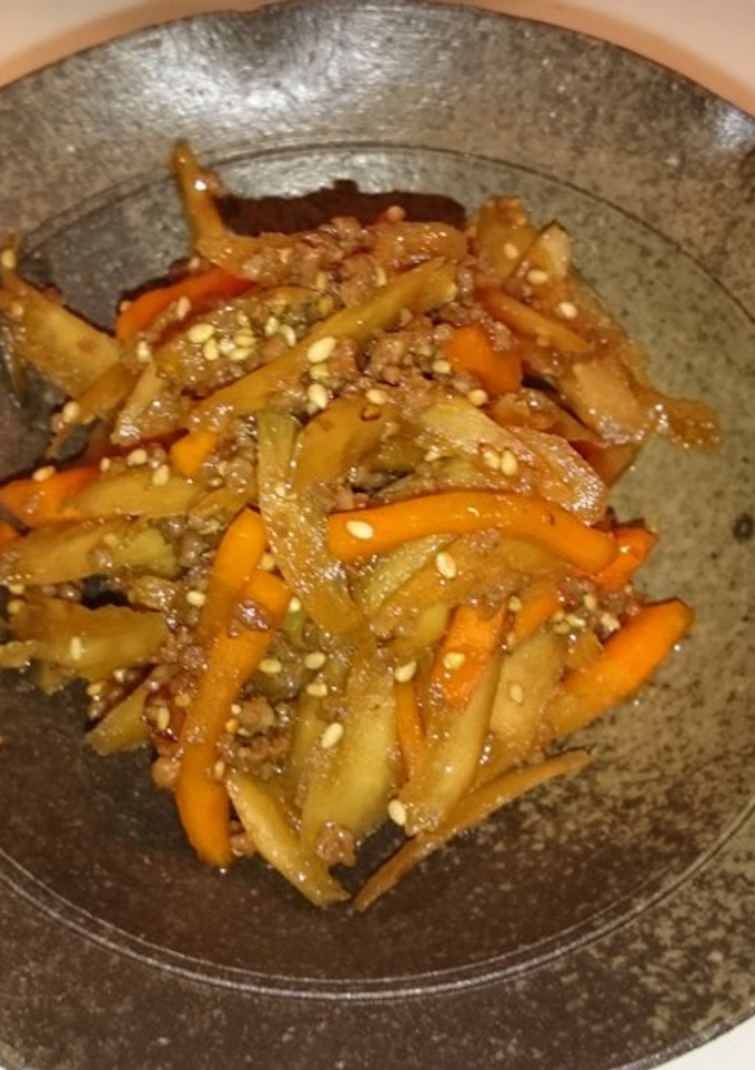 簡単！ささがきとひき肉の甘辛煮-レシピのメイン写真