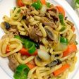 簡単!ラーメンスープで焼肉うどん!