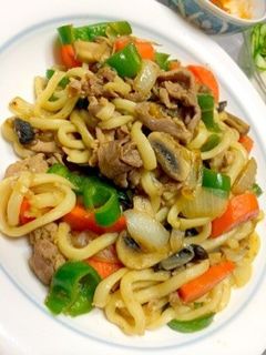簡単!ラーメンスープで焼肉うどん!-レシピのメイン写真