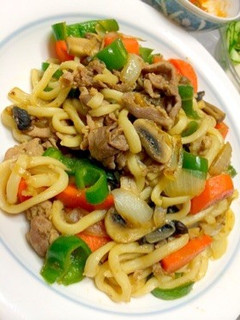 簡単!ラーメンスープで焼肉うどん!-レシピのメイン写真