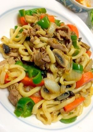 簡単！ラーメンスープで焼肉うどん！-レシピのメイン写真