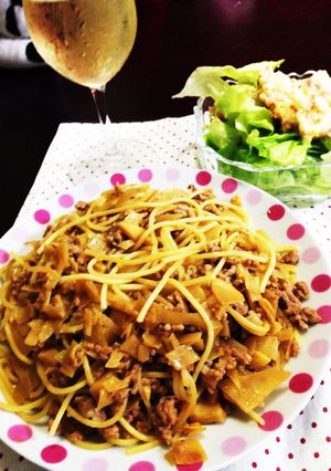 タケノコとひき肉の和風パスタ-レシピのメイン写真