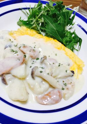 とろとろオムレツのホワイトソースがけ-レシピのメイン写真