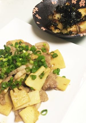 2種!!タケノコと豚肉バター炒め＋餅もち-レシピのメイン写真