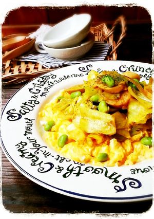春野菜とふわふわ卵noマヨカレー炒め-レシピのメイン写真