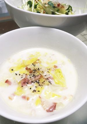 春キャベツとベーコンのミルクスープ-レシピのメイン写真