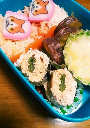 チビ春の弁当*ミンチで野菜巻き-レシピのメイン写真