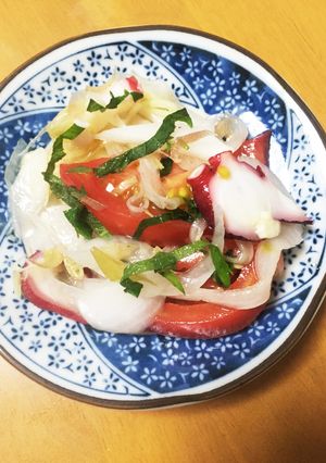 新玉葱 トマト 蛸 薬味マリネ-レシピのメイン写真