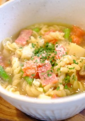 トマトとアスパラベーコンのパスタスープ-レシピのメイン写真