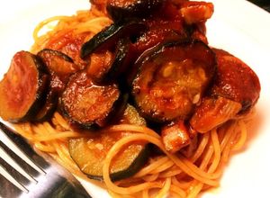 茄子とズッキーニのベーコントマトパスタ。-レシピのメイン写真