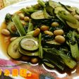 ズッキーニと小松菜の大豆入り炒め