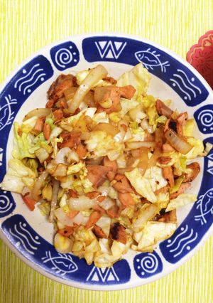 味噌漬け鮭のリメイク☆野菜炒め-レシピのメイン写真