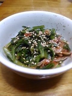 レンジで簡単!!春菊と桜えびのお浸し-レシピのメイン写真