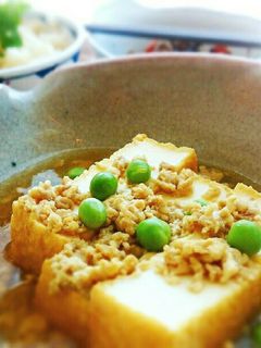 厚揚げの挽き肉えんどう豆のあんかけ-レシピのメイン写真